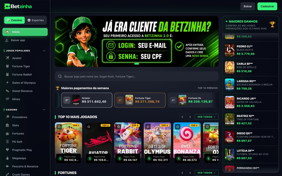 Betzinha, casa no ar rodando a plataforma IG